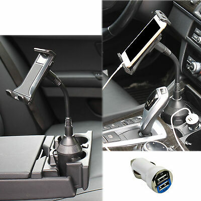 Adjustable Car Cup Holder Mount For 4.7"~ 10" Phone Ipads Tablets With Usb Power