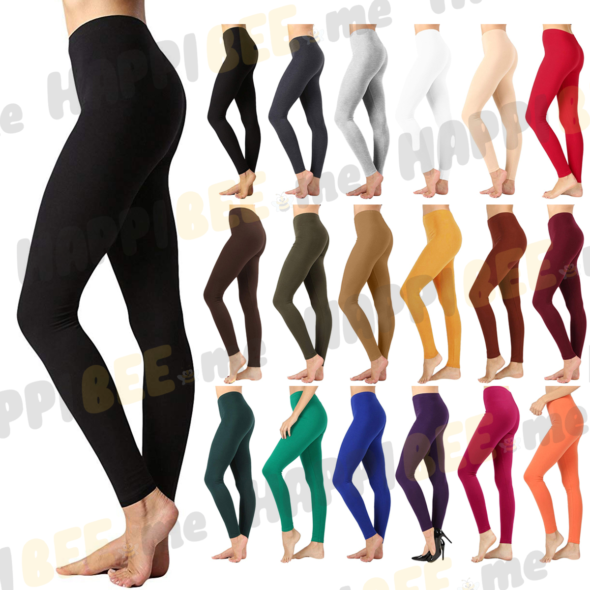 Womens Cotton Long Leggings Premium Full Ankle Length Yoga Pants High Waist Rise