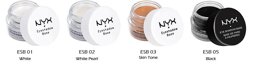 4 Nyx Eyeshadow Base Primer "white , White Pearl , Skin Tone, Black" Set *joy's*