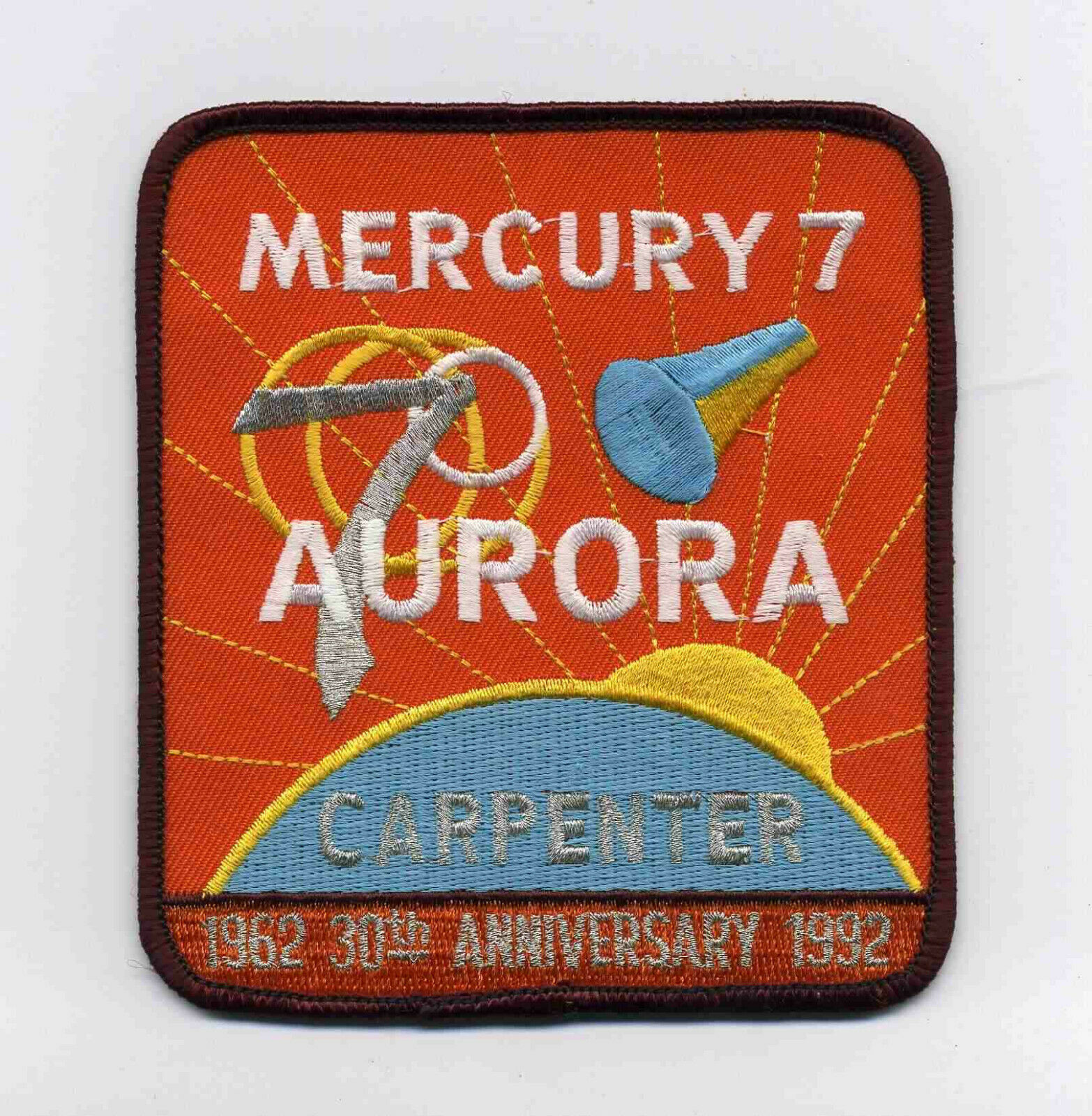 Nasa - Scott Carpenter Mercury 7 - Aurora 7 - 30th Anniversary Embroidered Patch