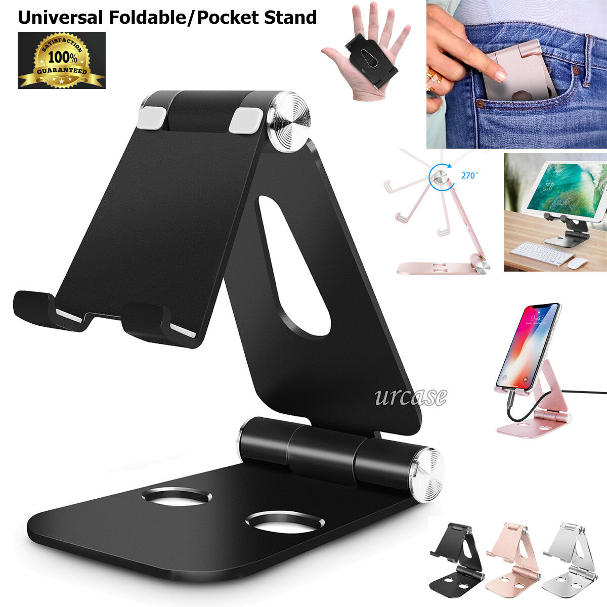 Universal Foldable Aluminum Desk Stand Adjustable Holder Fr Iphone Galaxy Tablet