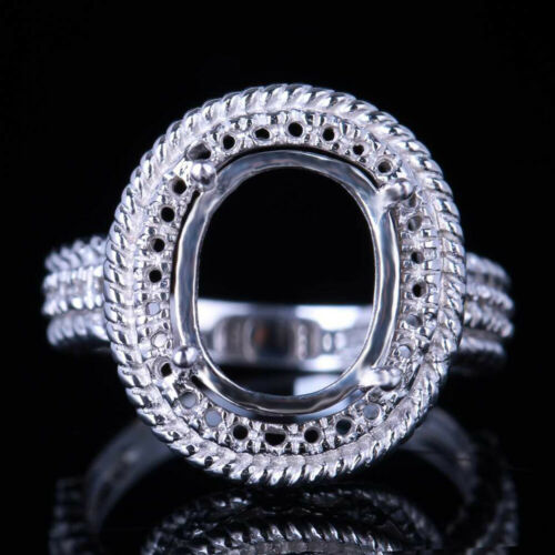 11x9mm Oval Sterling Silver Fashion Engagement Wedding Semi Mount Ring Setting