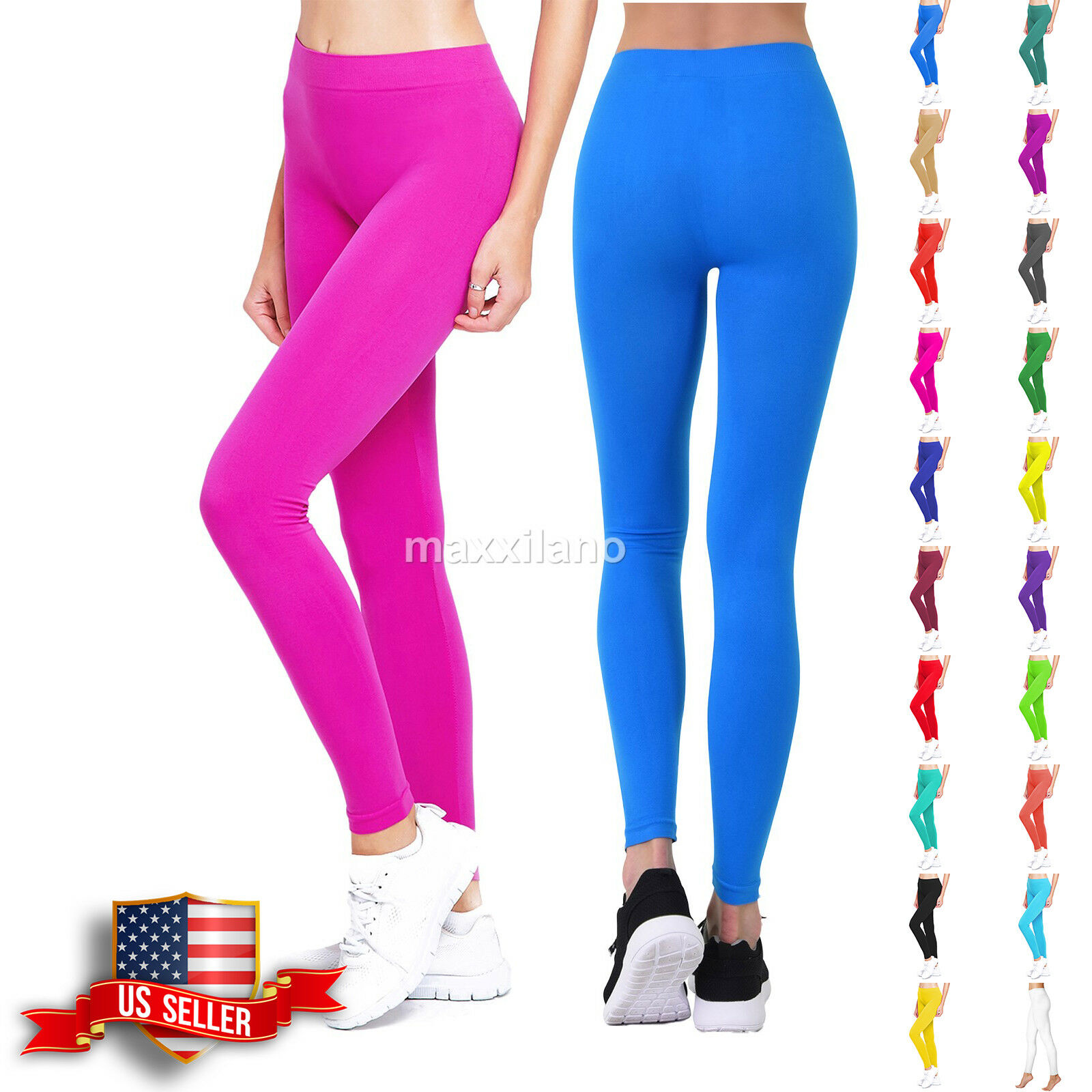 Womens Leggings Footless Pants Yoga Skinny Fitness Solid Basic Stretch Athletic