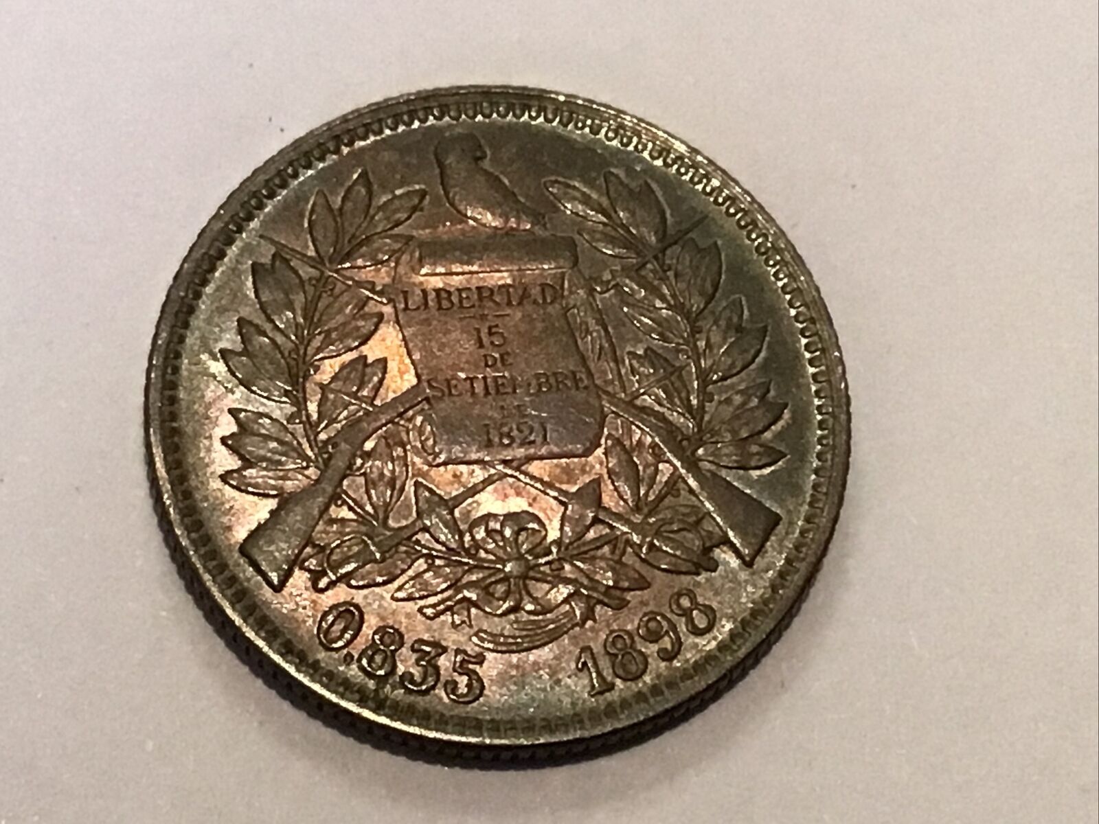 1898 Guatemala 2 Reales Km -167 Silver High Grade