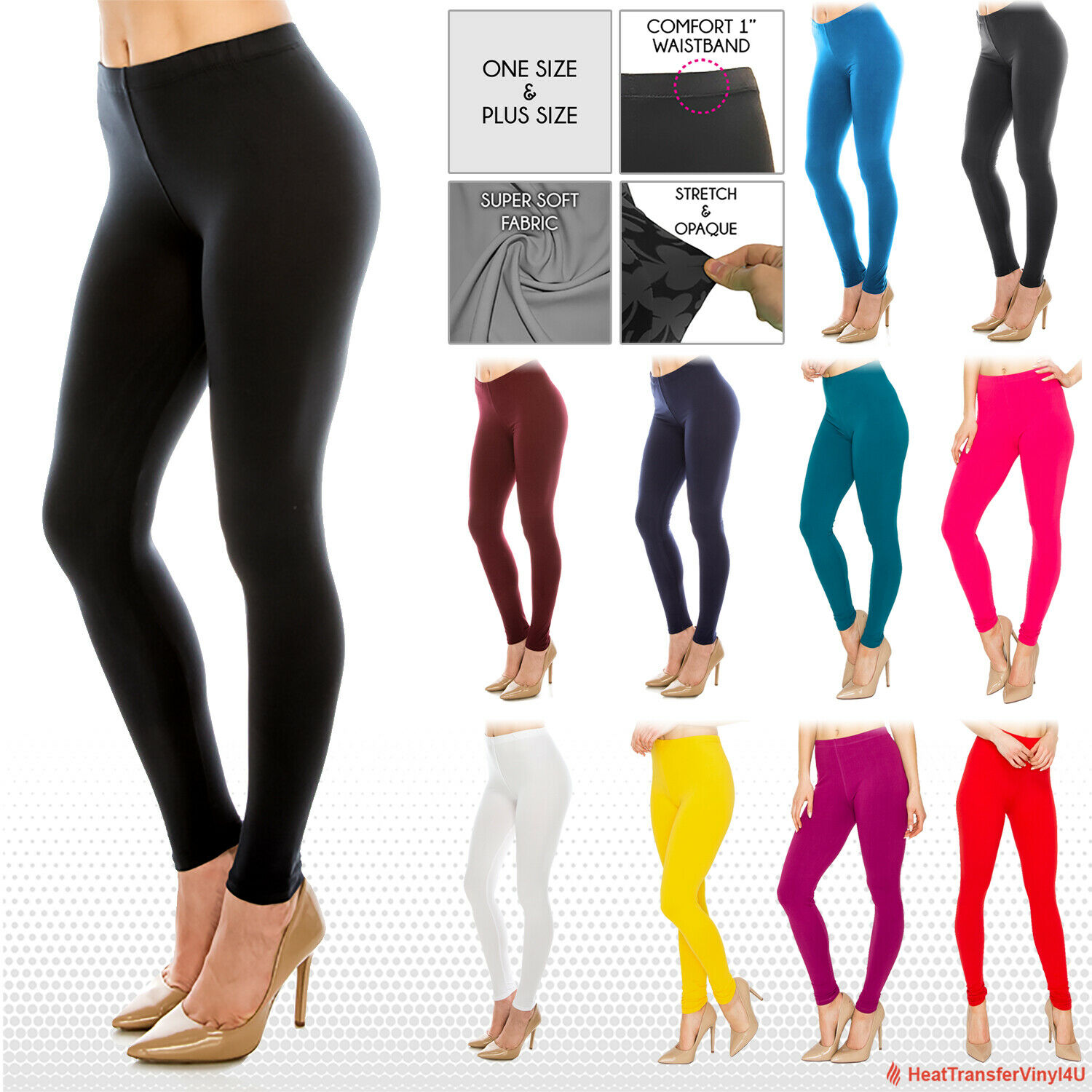 Womens Buttery Soft Premium Solid Color Leggings - One Size And Plus Size