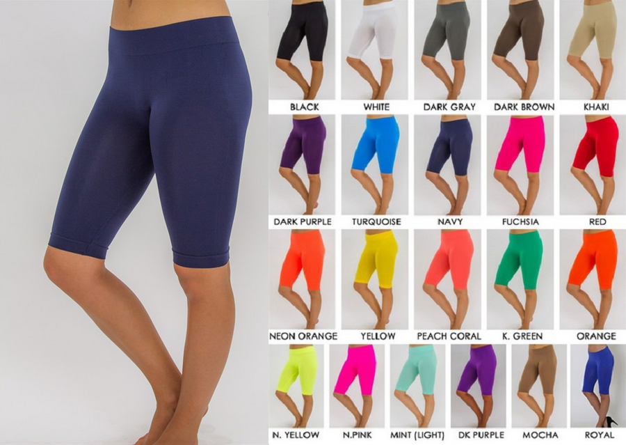 Seamless Workout Spandex Athletic Stretch Yoga Leggings Knee Biker Shorts Xs-2x