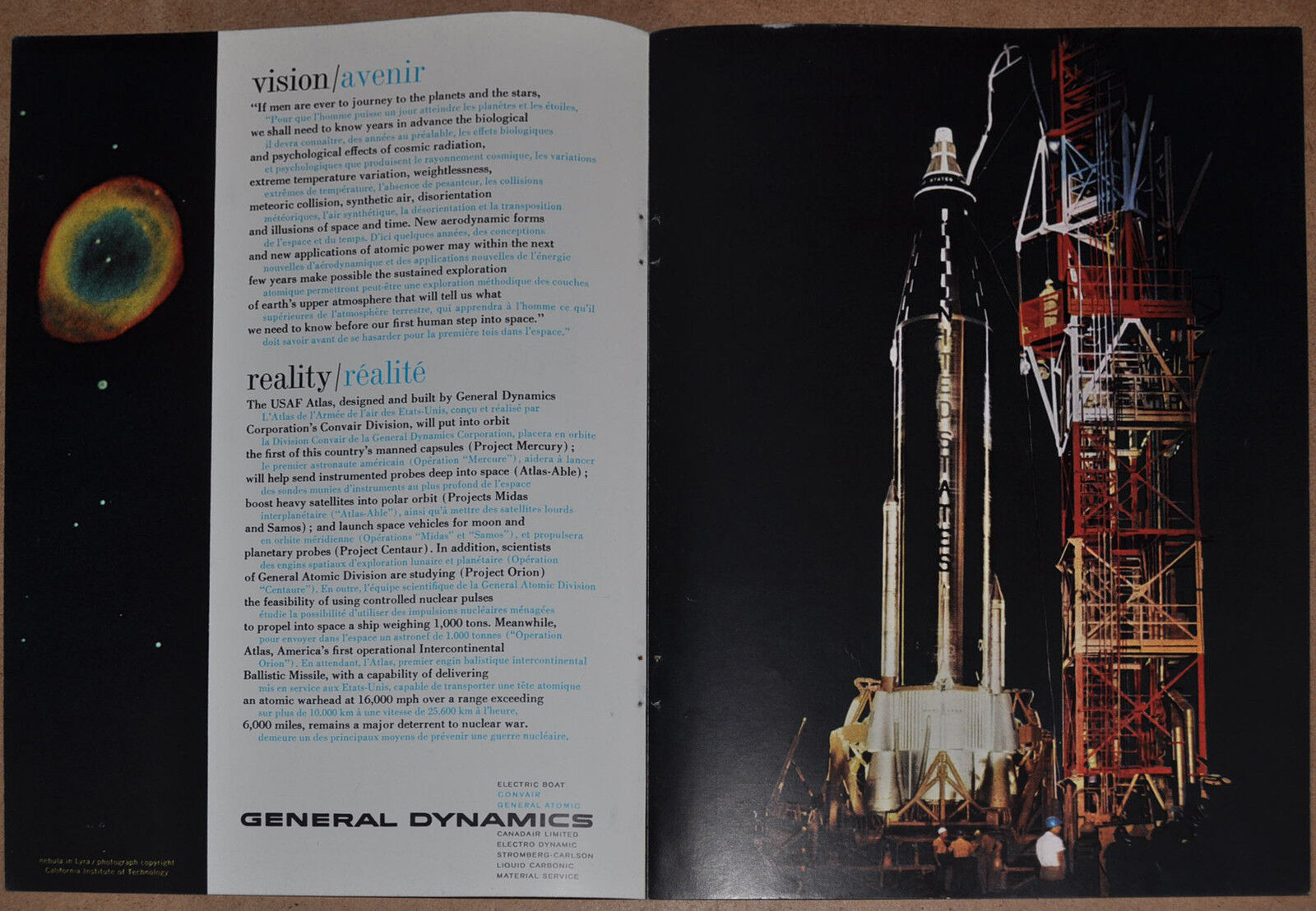 1960 General Dynamics 2-page Advertisement, Atlas Mercury Rocket, Nasa Space