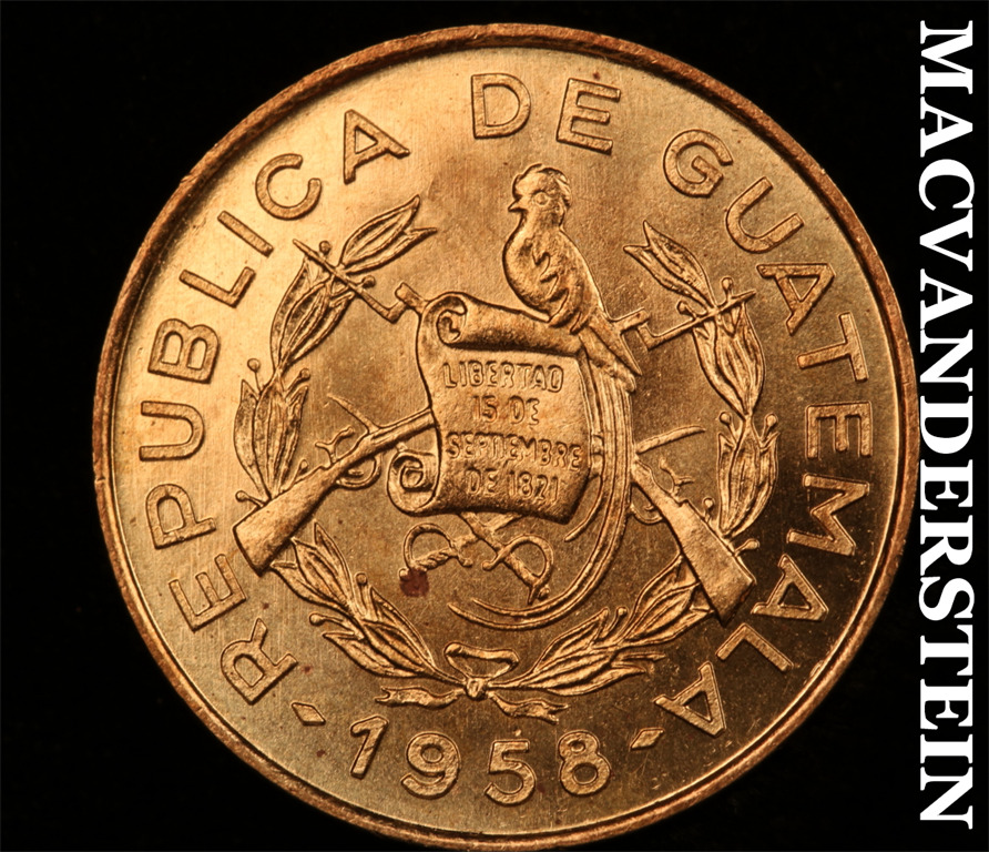 Guatemala: 1958 One Centavo- Gem Brilliant Uncirculated #k188