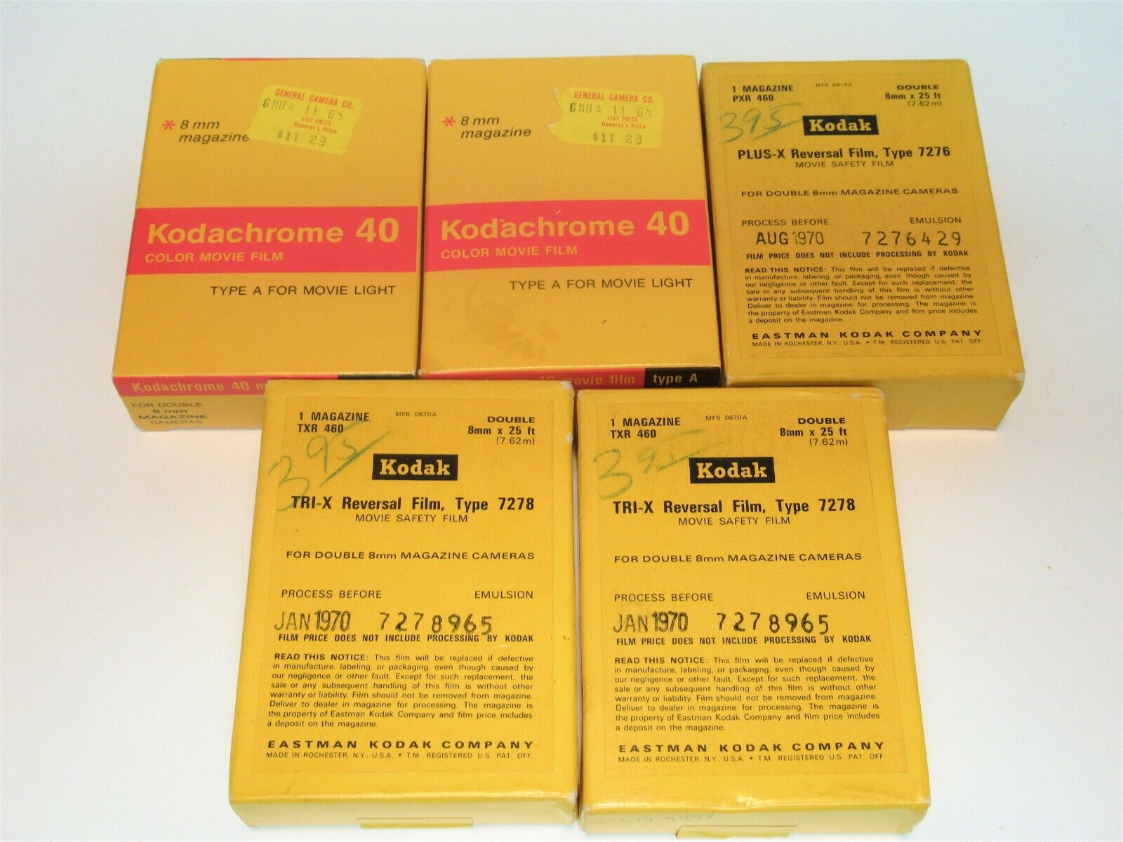 Vintage Kodak Film Lot Trix, Plus X 7276 Reversal Film 8mm Magazine Vg Condition